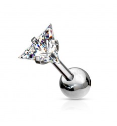 Piercingpinne med flat trekantet stein