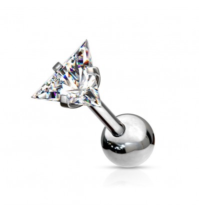Piercingpinne med flat trekantet stein