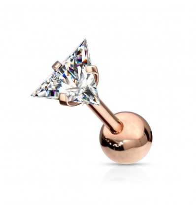 Piercingpinne med flat trekantet stein