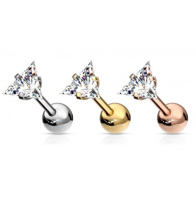 Piercingpinne med flat trekantet stein