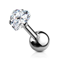 Piercing Stav med Flad Hjerte Sten - Guld - Tragus Piercing - Kirurgisk stål 316L - Ørepiercing Smykker | Piercingfabrikken.dk