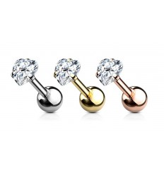 Piercingpinne med flat hjertestein