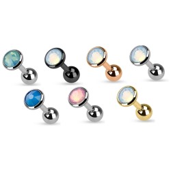 Piercing Stav med Opalite Sten - Sølv Stav / Grøn Sten - Tragus Piercing - Kirurgisk stål 316L - Ørepiercing Smykker | Piercingfabrikken.dk