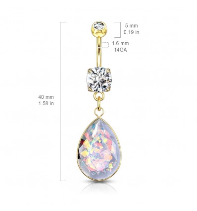 Navlepiercing med Rainbow Opalitt Stone