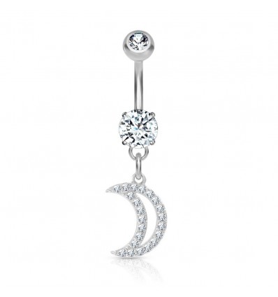 Navlepiercing med Crystal Crescent
