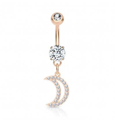 Navlepiercing med Crystal Crescent