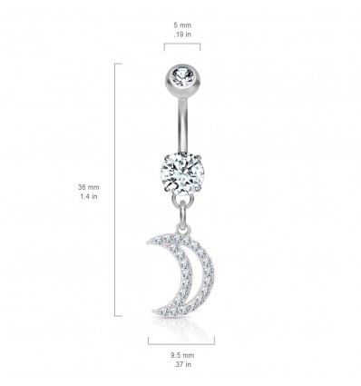 Navlepiercing med Crystal Crescent