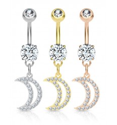 Navlepiercing med Crystal Crescent