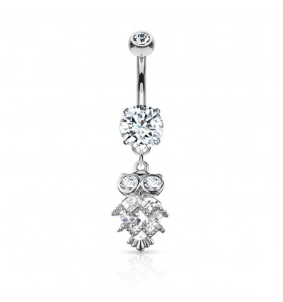 Navlepiercing med Crystal Owl