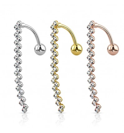 Omvendt navlepiercing med lang krystallkjede