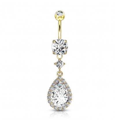 Navlepiercing med Teardrop Stone Pendant