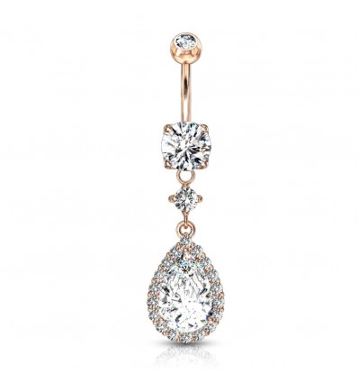 Navlepiercing med Teardrop Stone Pendant