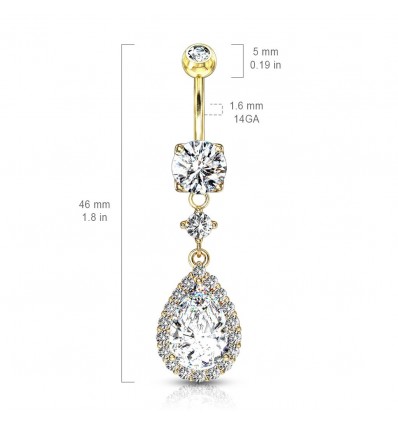 Navlepiercing med Teardrop Stone Pendant