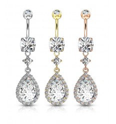 Navlepiercing med Teardrop Stone Pendant