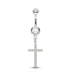 Navlepiercing med Crystal Cross