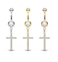 Navlepiercing med Crystal Cross