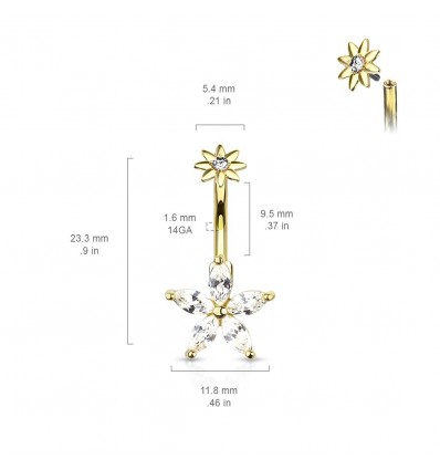 Navlepiercing med kronbladsblomst
