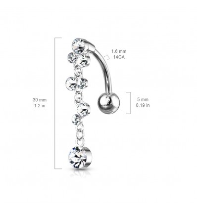 Omvendt navlepiercing med cascading anheng