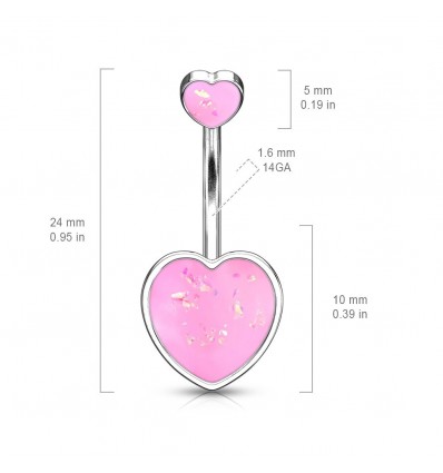 Navlepiercing med Opalite Heart