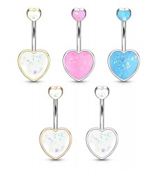 Navlepiercing med Opalite Heart