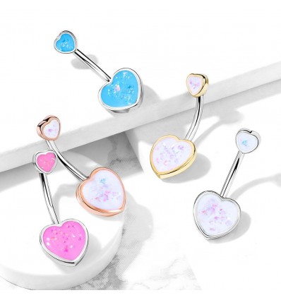 Navlepiercing med Opalite Heart
