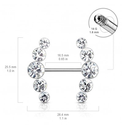 Brystpiercing med 5 steiner