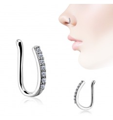 Fake Piercing Ring med Crystal Bar
