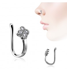 Fake Piercing Ring med Dia Flower