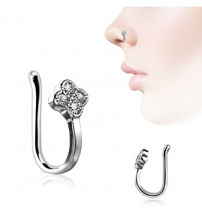 Fake Piercing Ring med Dia Flower