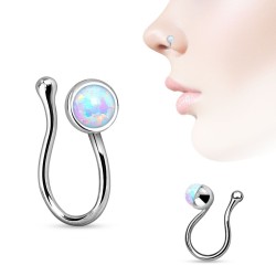 Fake Piercing Ring med Opalite Sten - Kirurgisk stål | Piercingfabrikken.dk