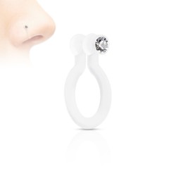 Fake PTFE Ring med Klar Sten - PTFE | Piercingfabrikken.dk