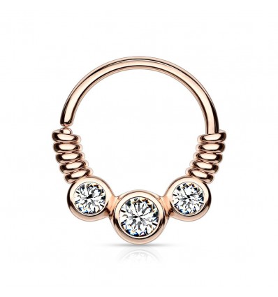 Piercing ring med tråd og 3 steiner