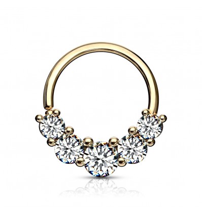 Piercing ring med 5 steiner