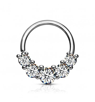 Piercing ring med 5 steiner