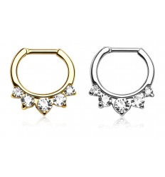 Piercing ring med 5 klare steiner