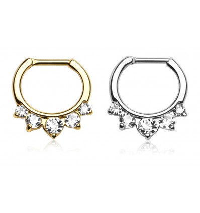 Piercing ring med 5 klare steiner