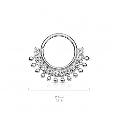 Piercing Ring med Krystal Vifte og Små Kugler