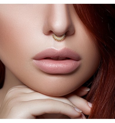 Piercing Ring med Krystal Vifte og Små Kugler