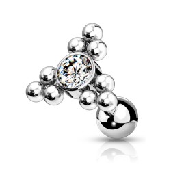 Helix Smykke med Sten og 9 små Kugler - 1,2 mm Kirurgisk stål Sort | Piercingfabrikken.dk