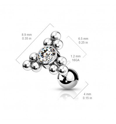 Helix-smykker med stein og 9 små kuler