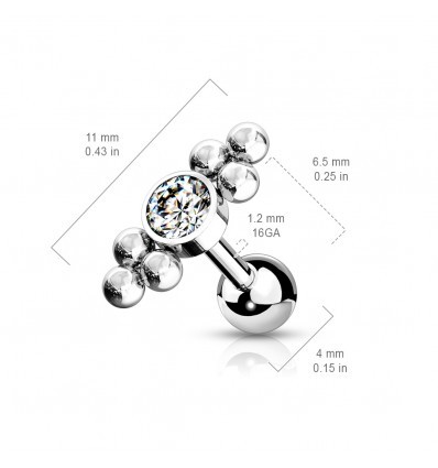 Helix-smykker med stein og 6 kuler