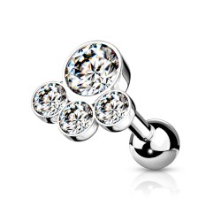 Helix Smykke med 4 Sten - 1,2 mm Guld Kirurgisk stål | Piercingfabrikken.dk
