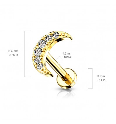 Labret med Crystal Crescent