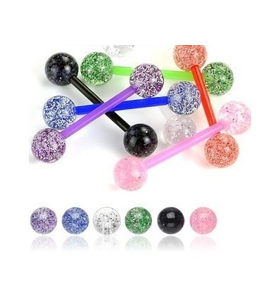 Tungepiercing i teflon med glimmer
