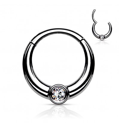 Clicker Ring med Bred Kant og Sten