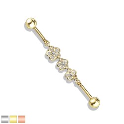Industrial Piercing med Stål Roser - Rose Guld - Industrial piercing - Kirurgisk stål 316L - Ørepiercing Smykker | Piercingfabrikken.dk
