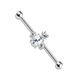 Industrial Piercing med Ananas - Sølv - Industrial piercing - Kirurgisk stål 316L - Ørepiercing Smykker | Piercingfabrikken.dk