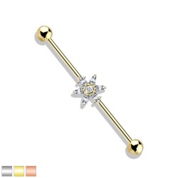 Industrial Piercing med Stjerne Blomst - Guld - Industrial Piercing Smykker - Kirurgisk stål 316L - Ørepiercinger | Piercingfabrikken.dk