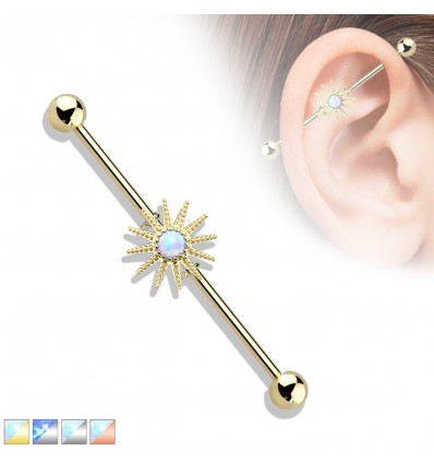 Industriell piercing med sol og opalittstein