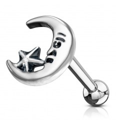 Piercing Stav med Halvmåne og Stjerne